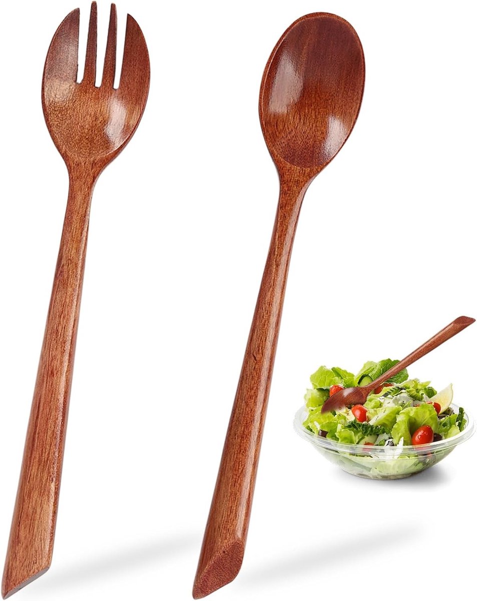 Moderne saladebestekset van 2 stuks, ergonomisch design, 20,5 x 3,5 cm, ideaal voor salades en bijgerechten