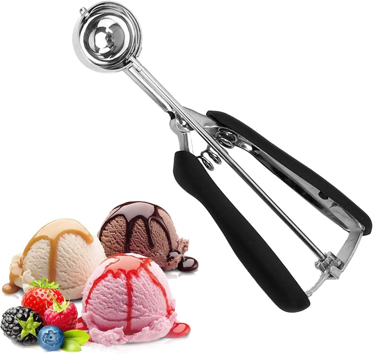 RVS IJslepel voor IJs, Koekjes en Aardappelpuree - Comfortabele Handgreep, Diameter 3 cm, Perfect voor Taarten en Meloenen
