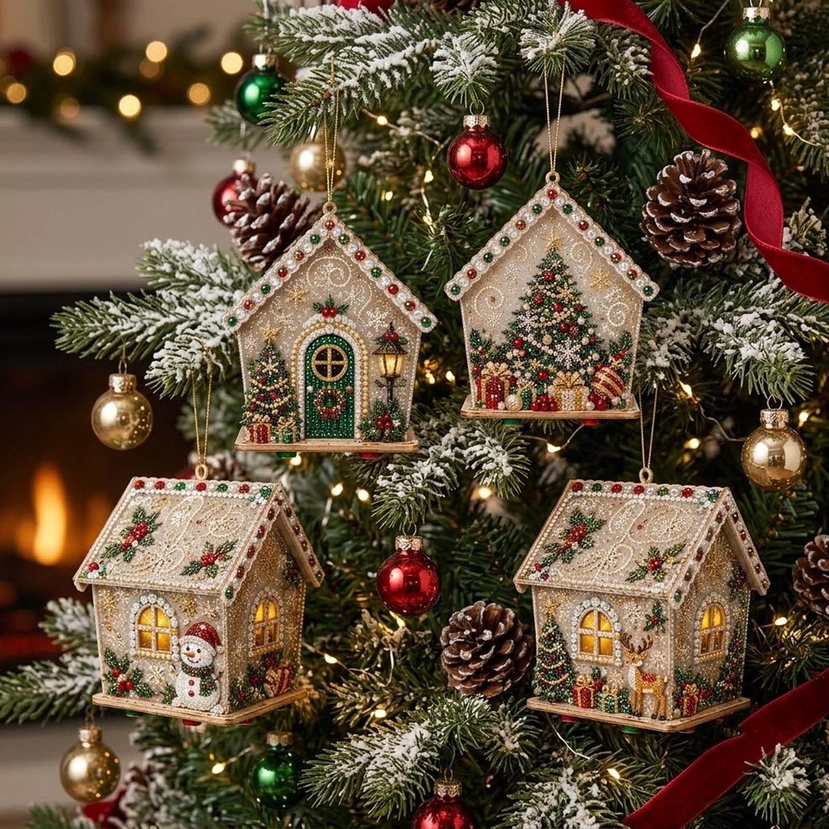 Namajunas - 3D Houten Huis Diamond Painting set - Parels - Diamond Painting Volwassenen & Kinderen - Met Diamond Painting Accesoires - Creatief Knutselen - Knutselpakket - Kerstboomversiering - Kerstversiering Decoratie Binnen - Cadeau - Sneeuwpop – foto 8
