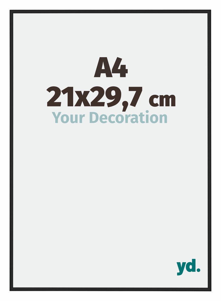 yd. Your Decoration - Fotolijst A4 21x 29,7 cm - Aluminium - Zwart Hoogglans - Miami
