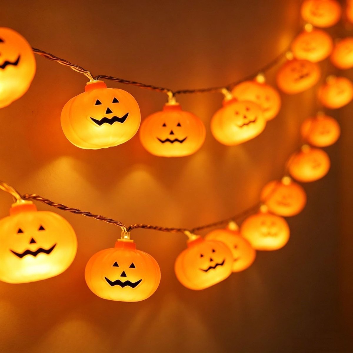 Halloween Decoraties - Oranje - 300 cm - 20 LED 3D Pompoen String Lights - Voor Binnen en Buiten