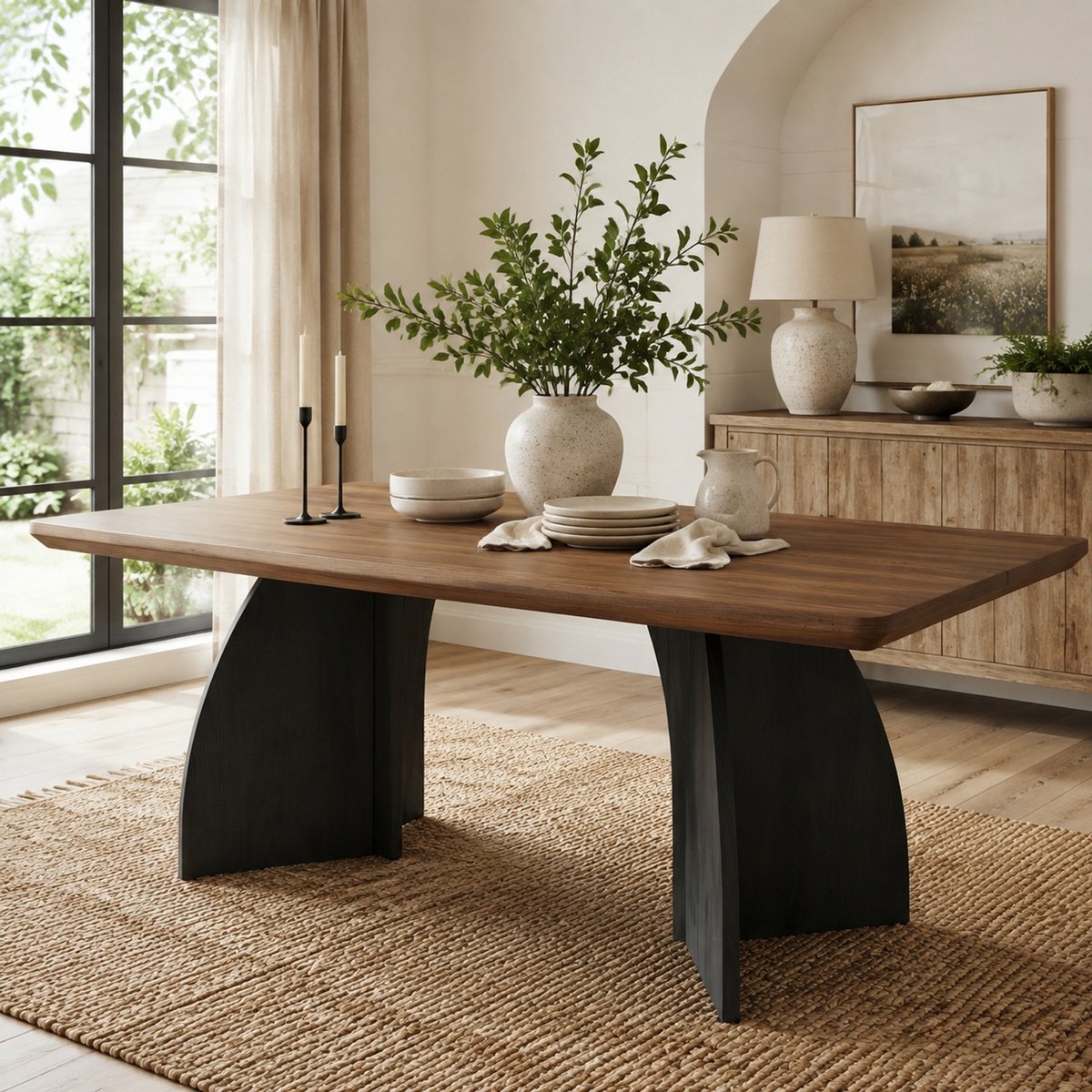 REDOM - Eettafel - Rechthoekig - 4 cm dik tafelblad - Modern - Eetkamer en woonkamer - MDF - Walnoot - 160 x 80 x 76 cm