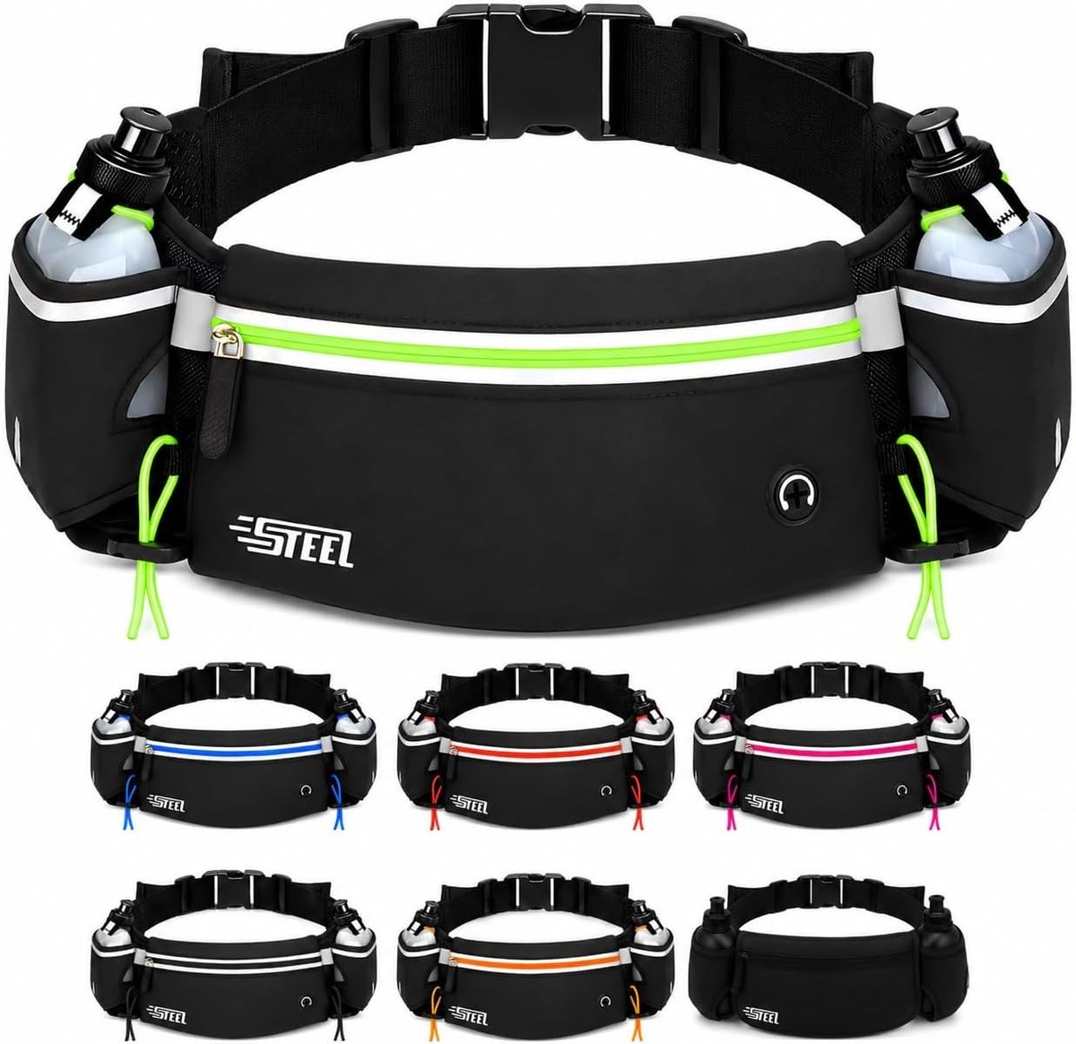 Hardloop Heuptas - Groen - 22 x 11 cm - Waterdichte Heuptas met Flessenhouder - Voor Hardlopen en Wandelen