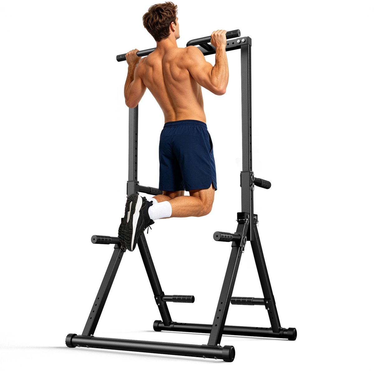 PULSE360 Pull up Station - Power Tower - Pull up rack- Pull-up bar 195-231cm - Dip station-Verstelbare hoogte Krachtstation Thuisfitness - Max 220kg - Zwart