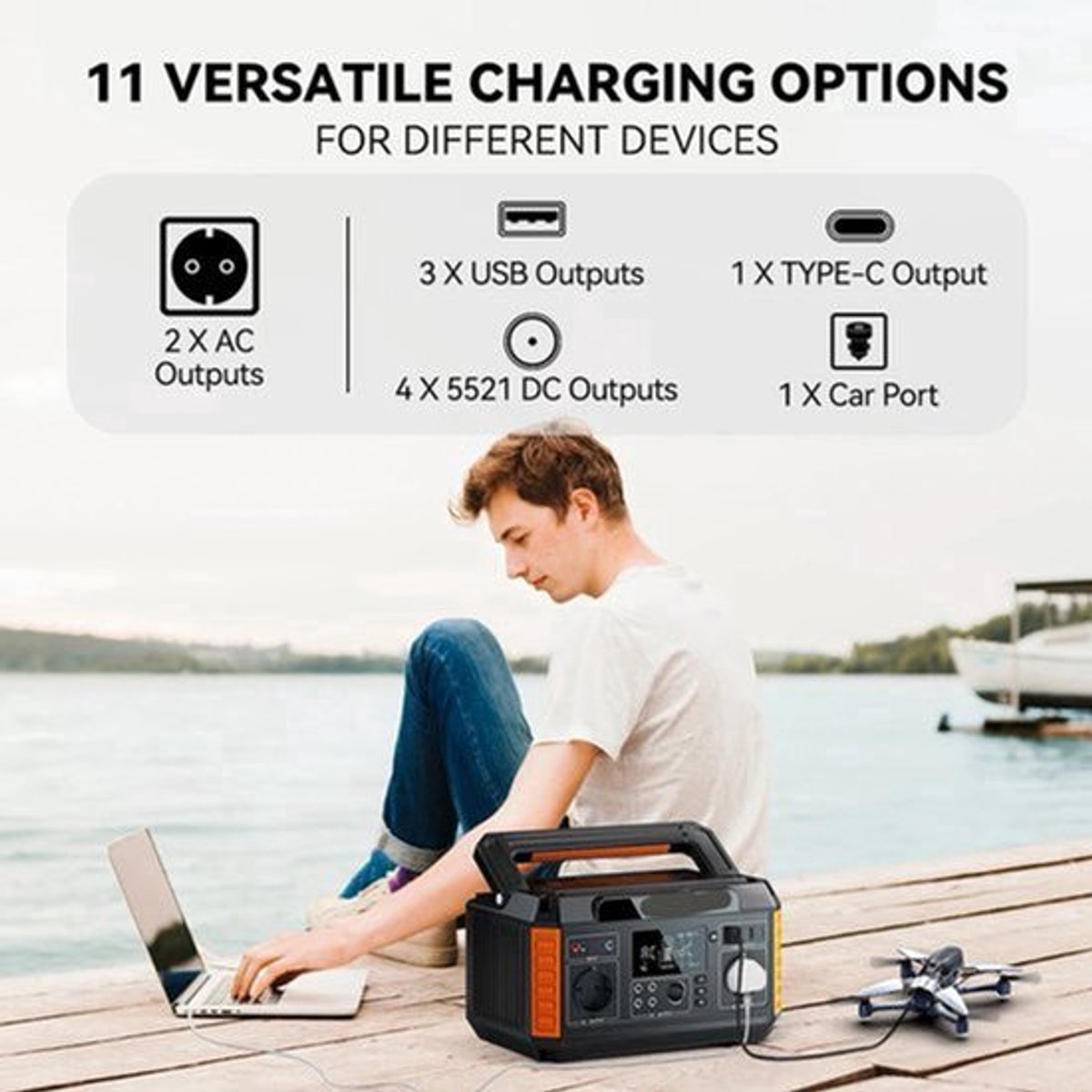 Powerstation – Draagbare Accu – Mobiele Energiebron – Outdoor Stroomvoorziening – 520Wh Capaciteit – Usb-C Snellader