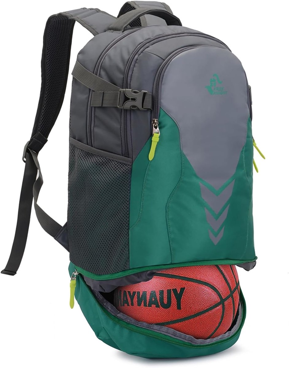 Schooltas jongen bassischool - Schooltas jongen basisschool - Groen - 48 x 30 x 26 cm - Lichtgewicht sportieve rugzak met balvak