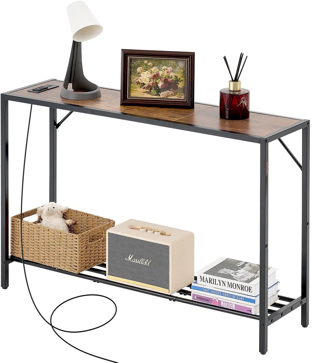 Veya Sidetable - Consoletafel - 106x29,5x73,5 cm (lxbxh) - Twee opbergplanken - Metalen frame - Achter de bank - Industrieel