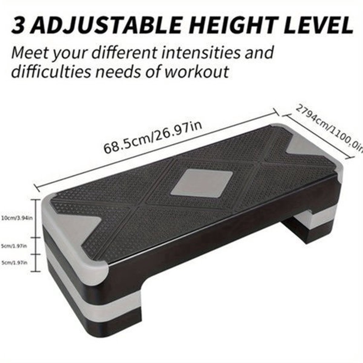 Fitnessbank – Halterbank – Trainingsbank – Buikspierbank – Bench Press Bank – Verstelbare Hoogte – Aerobics Step Platform – Antislip Voetpads – Duurzaam IJzer – Compact & Draagbaar – Grijs