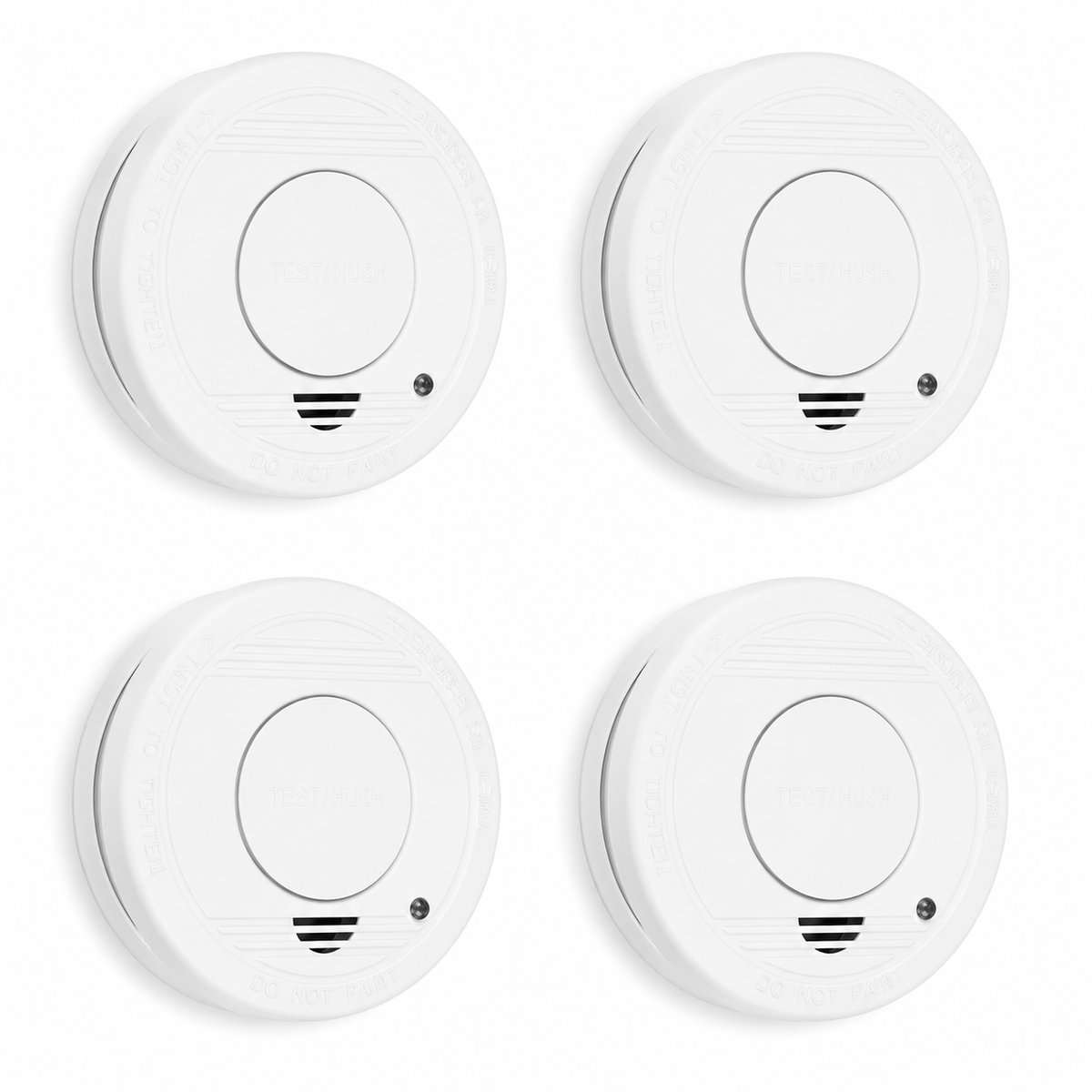 Rookmelder Set van 4 – Optische Sensor – 85 dB Alarm – Testknop – Batterijwaarschuwing – Wit