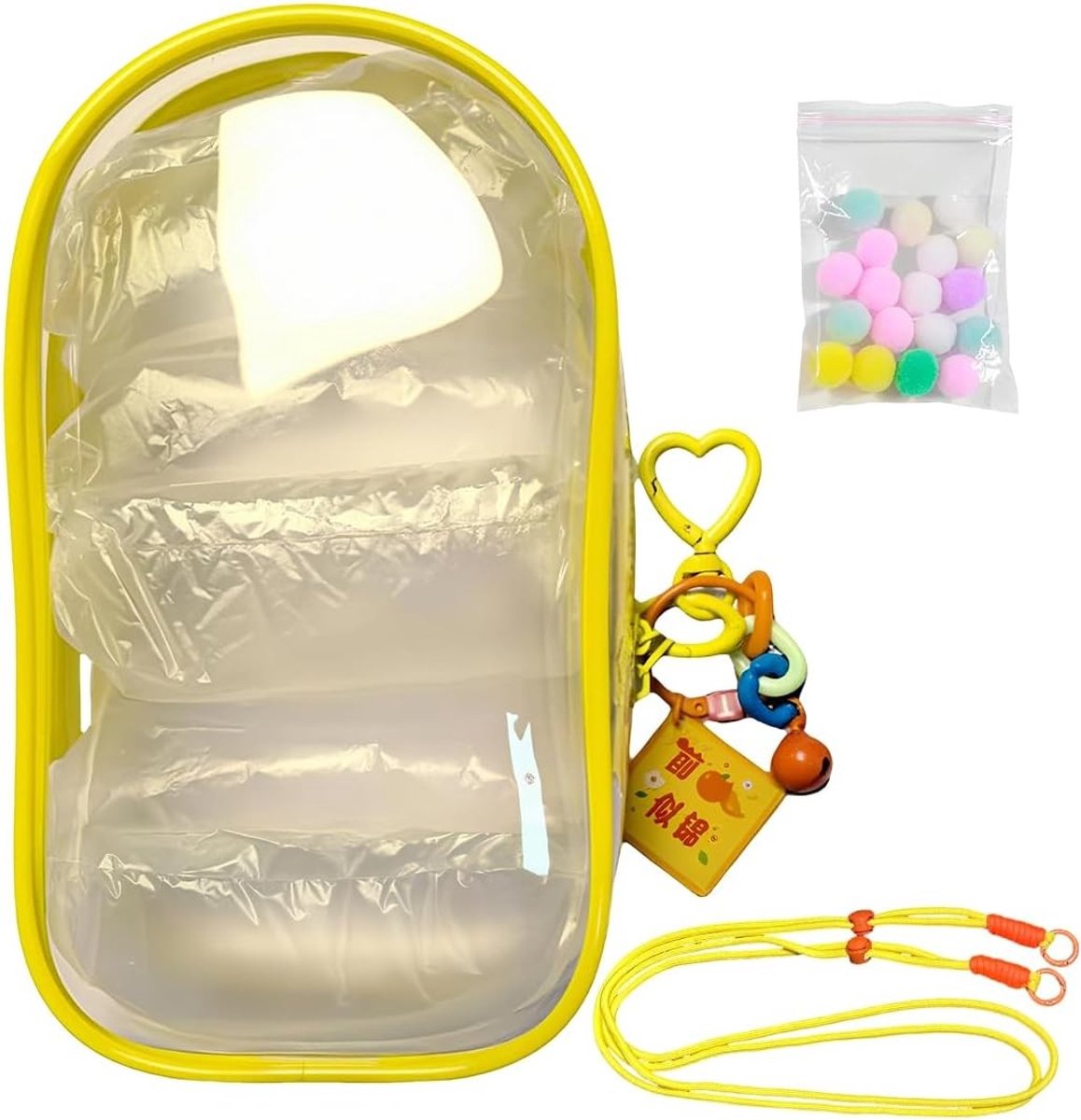 Draagbare Opbergtas voor Displays met Rits, Rugzak met Schouderband en Gesp, Transparante Rugzak, Beschermende Tas voor Laboratoriumgebruik (19cm, Geel)