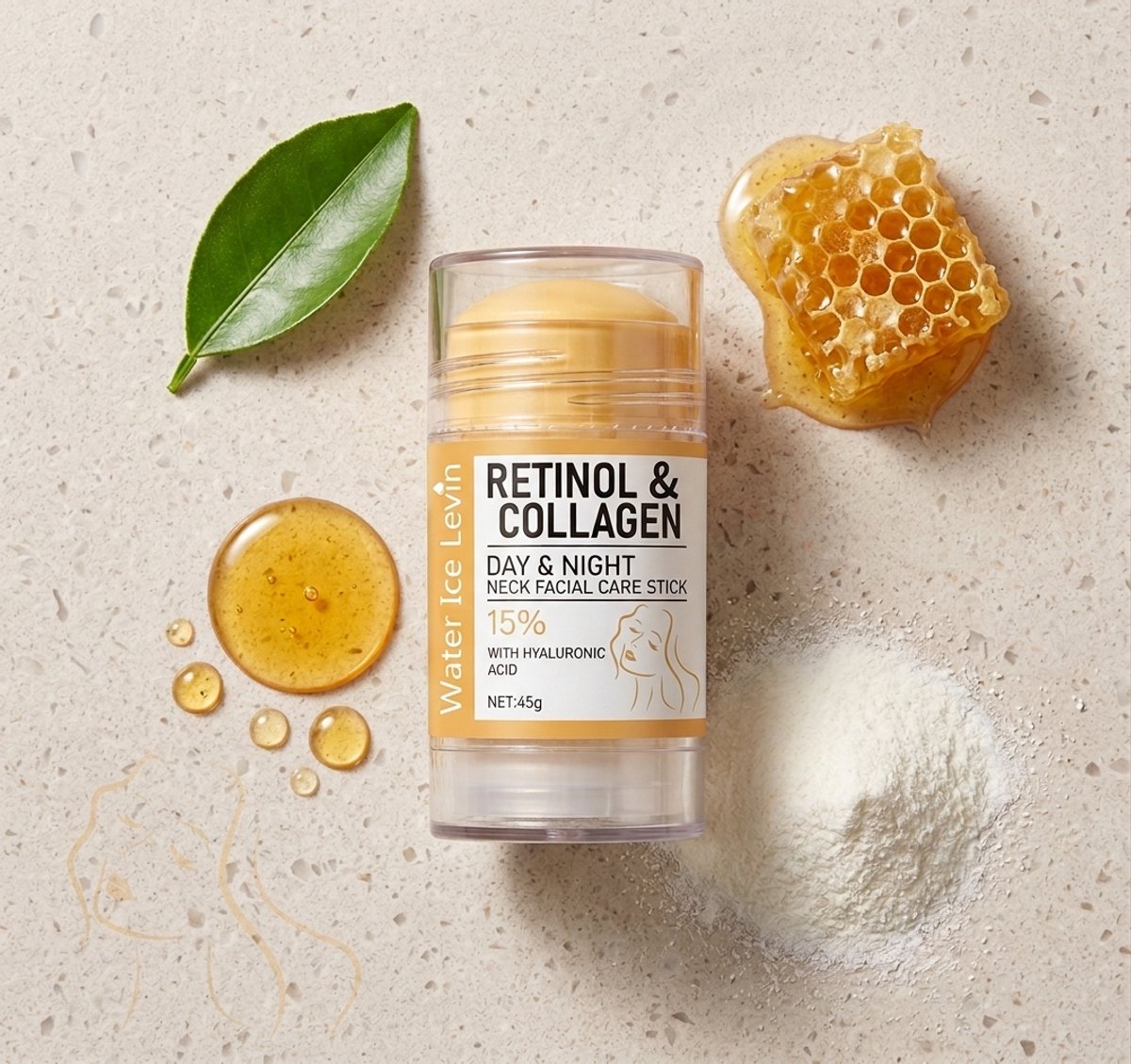 Retinol & Collageen Multi-Balm Stick - 15% Hyaluronzuur - Anti-Aging Gezichtsstift - Tegen Rimpels & Fijne Lijntjes - Intense Hydratatie & Versteviging - Voor Gezicht & Ogen - Korean Beauty - 45g