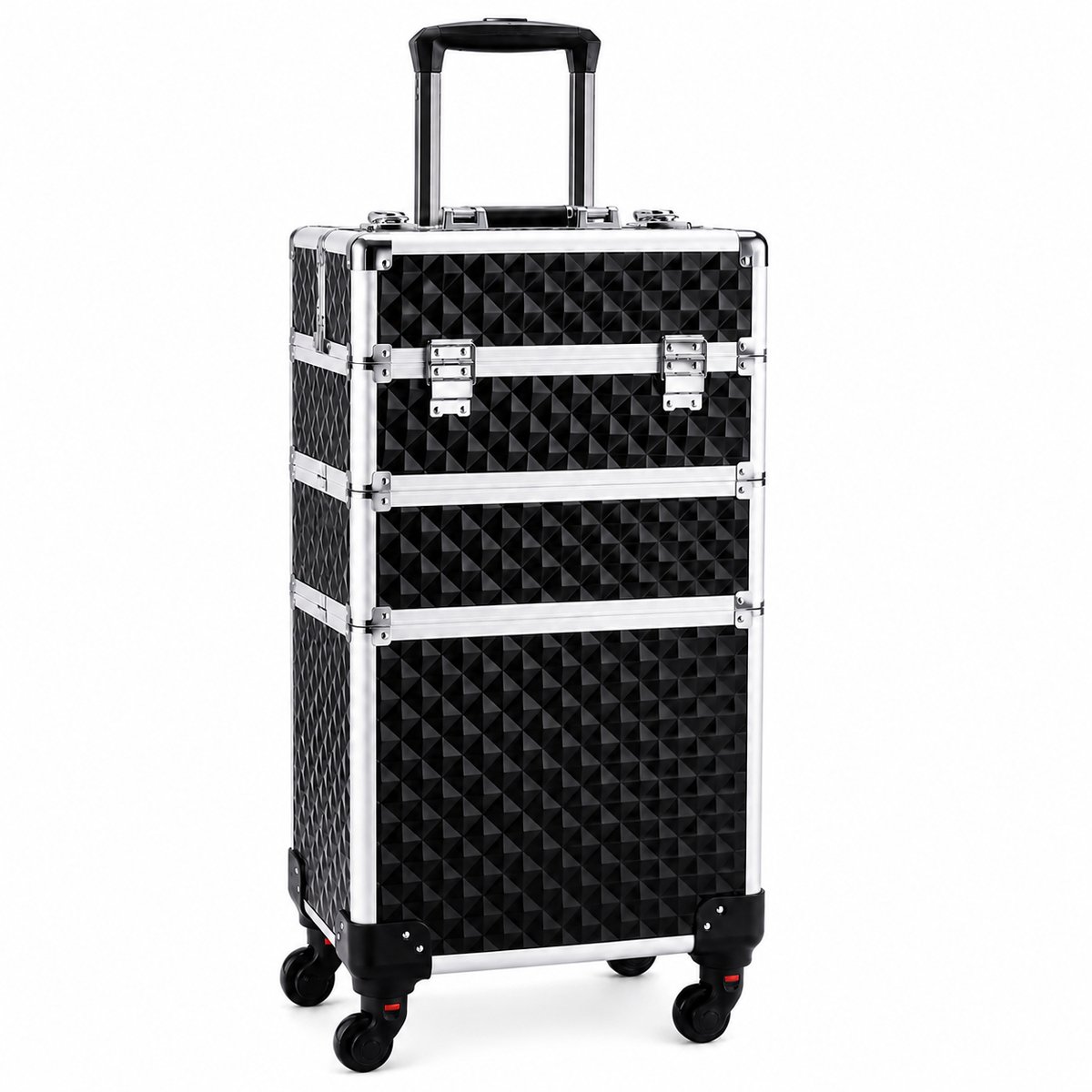 Molhaus 3-in-1 Make-up Organizer op wielen met slot - 35 x 23 x 67 cm - Zwart - Make-up Koffer - Nagels - Visagie - Kapper