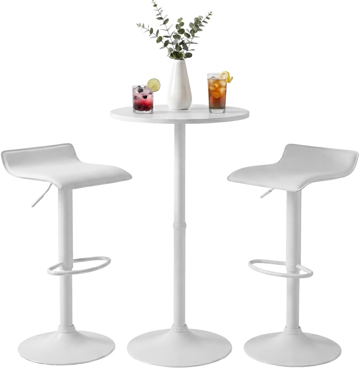 CLP Lumo barset - 2 Barkrukken - Tafel 60 cm - Lederlook - wit
