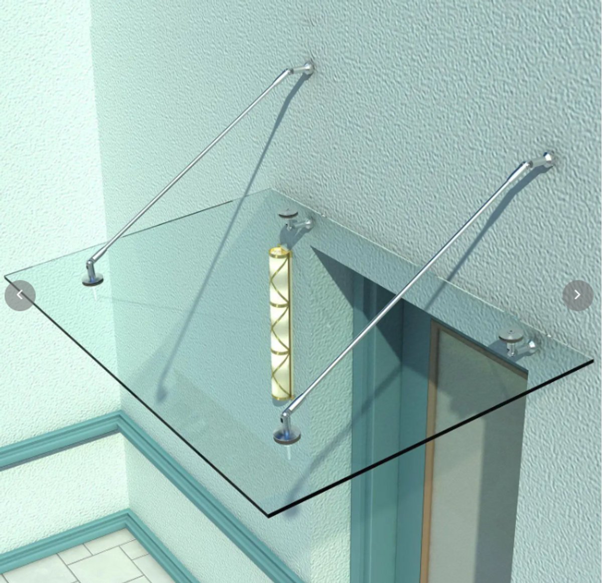 MODFU-Glasvordach-Deurvordach-Gehard Glas-304 Edelstaal-Transparent