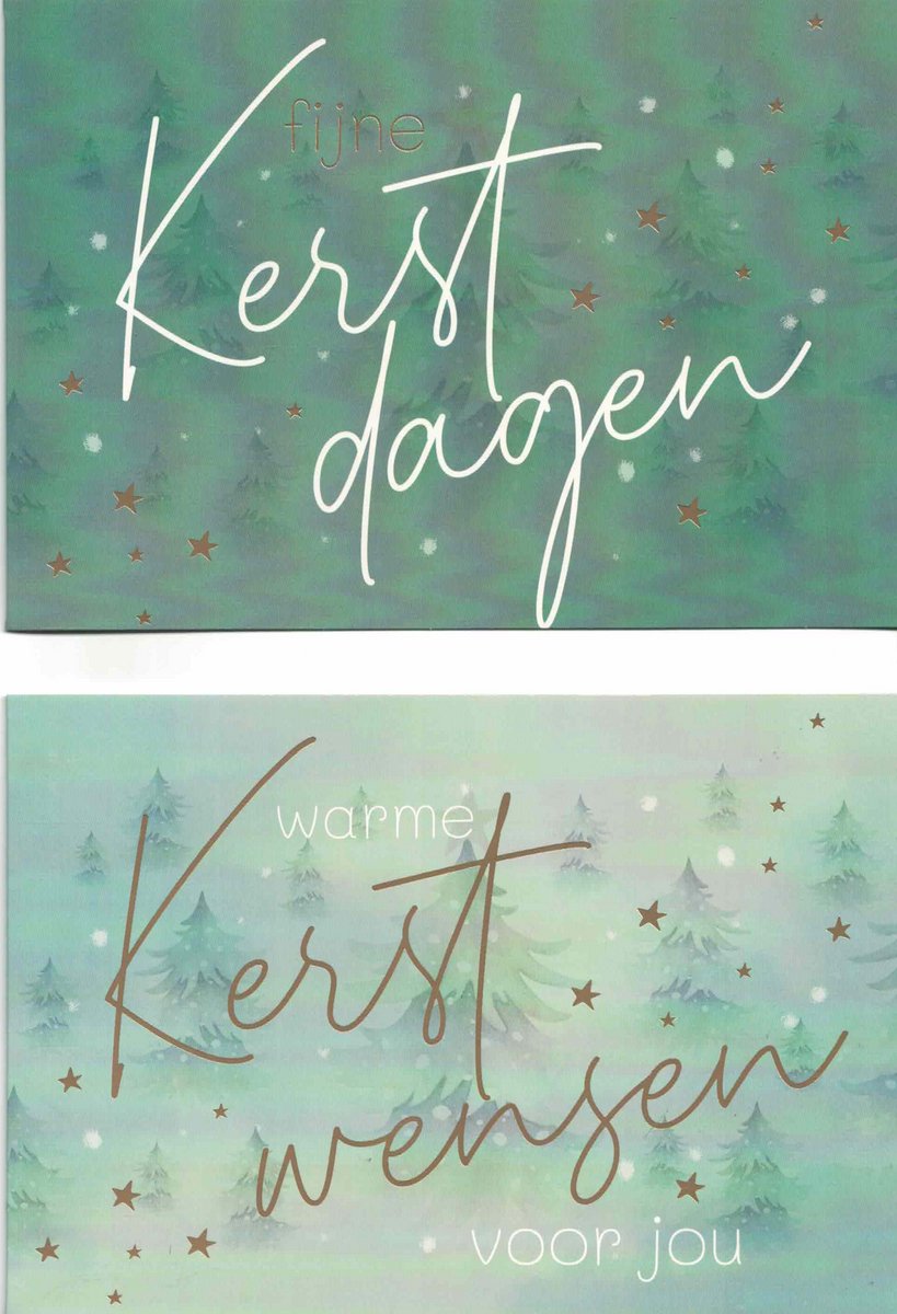 Wenskaarten - kerstkaart - set van 8 - 8 luxe kerstkaarten - 2 x 4 luxe kerstkaarten met envelop