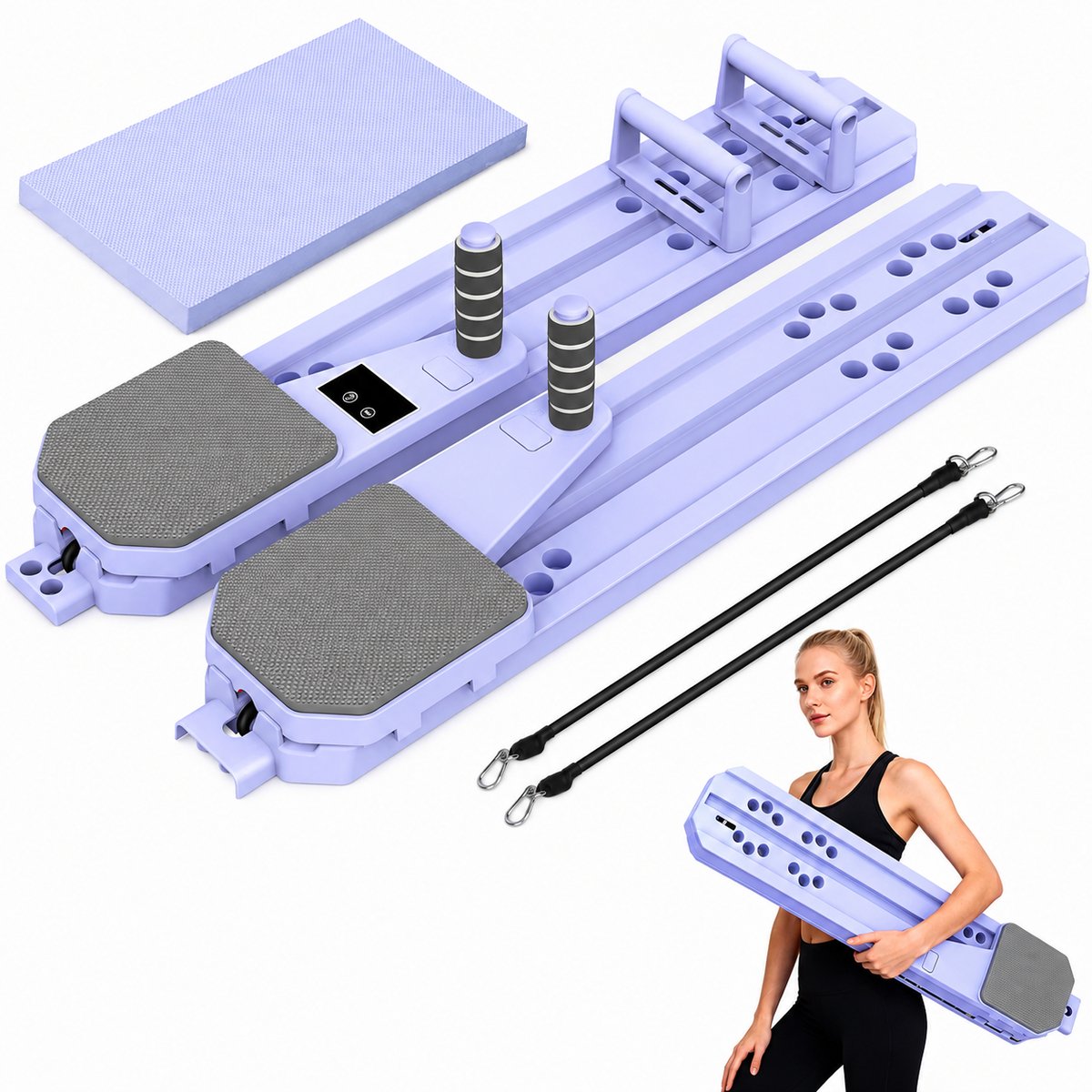 DPLUNIQ PIlates - Pilates board - Pilates set - Push up bord - Multifunctioneel - Opvouwbaar - Full body - Versterkt PP - Paars