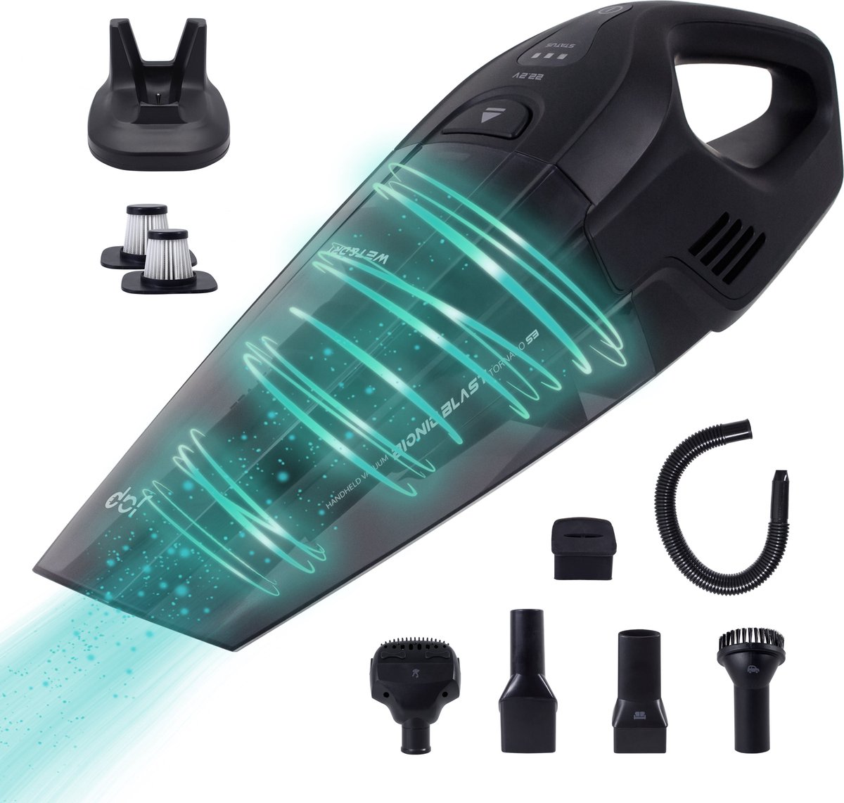Bol.com Kruimeldief Snoerloos met 2 standen - 200W Krachtig - Kruimelzuiger met oplaadstation - Handstofzuiger vast en vloeibaar... aanbieding