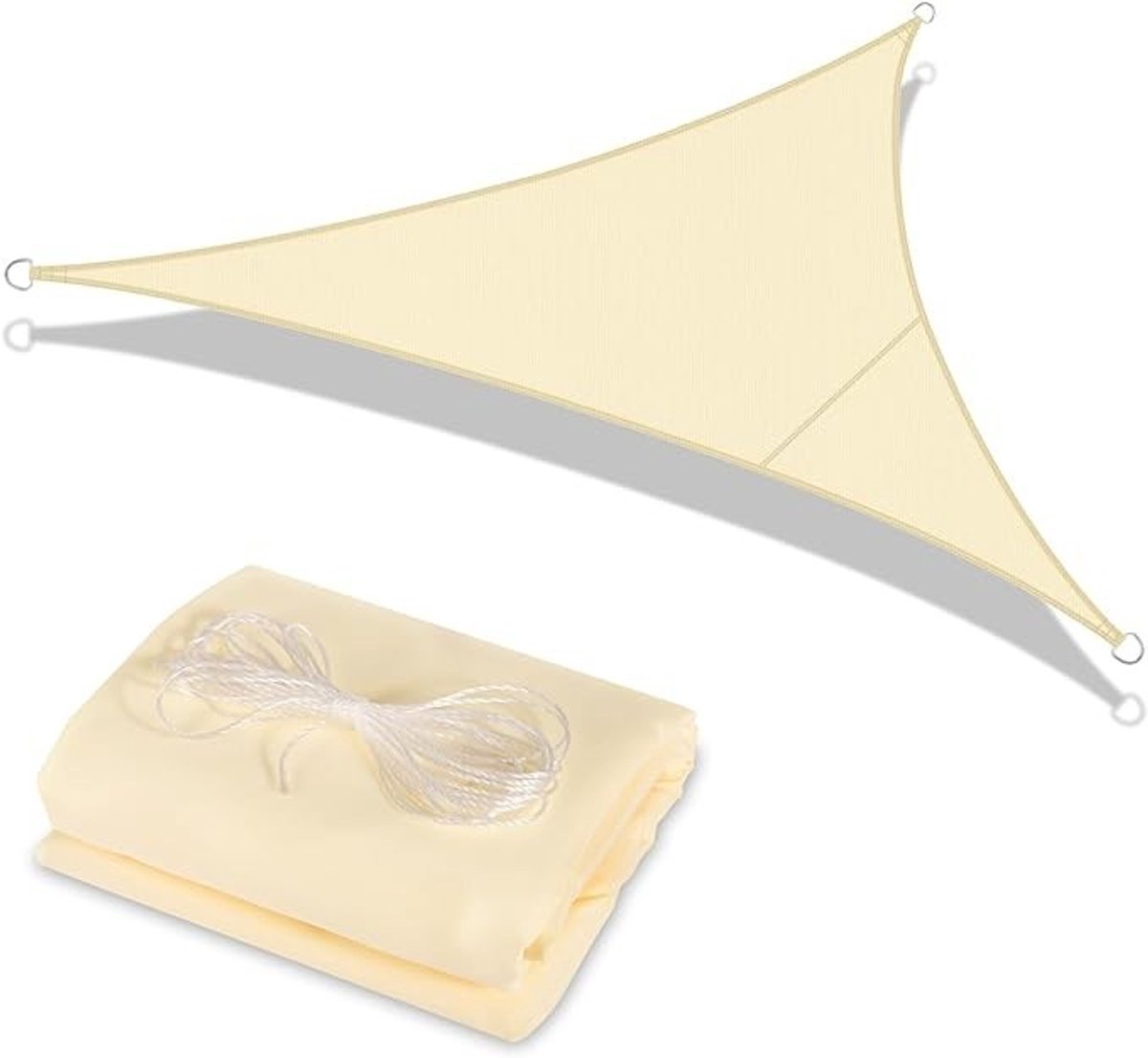 PolkaHome Zonnezeil Driehoek 3x3x3m Waterdicht UV-werend Schaduwdoek voor Tuin en Balkon, Beige