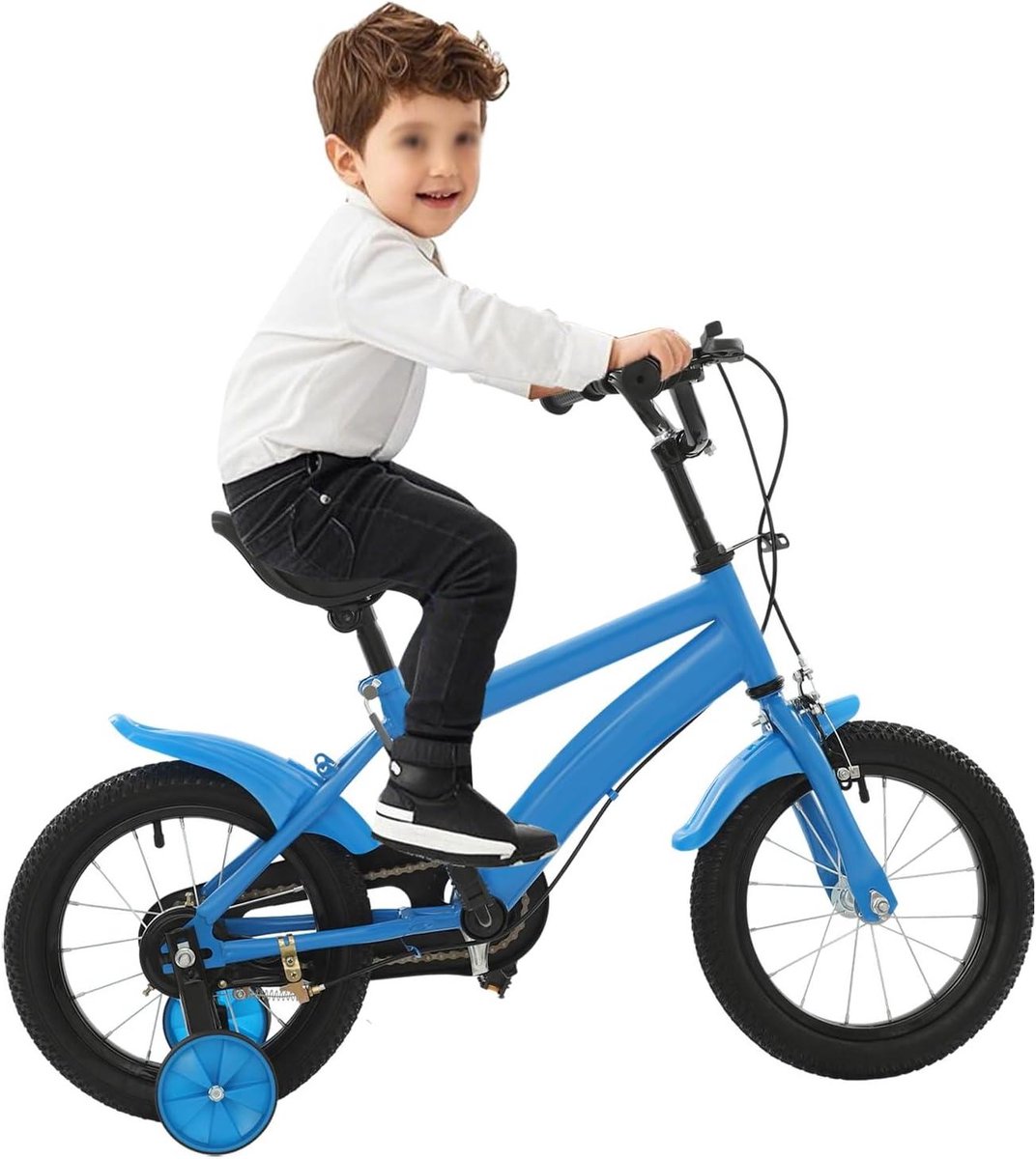 Kinderfiets Loopfiets met pedalen Leren fietsen Dubbel remsysteem 14 inch Blauw