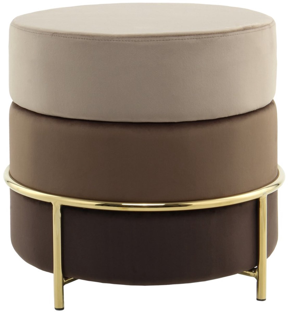 Padiro ronde hocker Ø 48,5 x 46 cm - bruin - fluweel - drie kleurlagen en metalen onderstel
