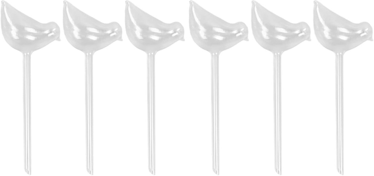 Vogelvorm Waterdruppelaars - Helder - Set van 6 - Handgeblazen Glas - Voor Planten