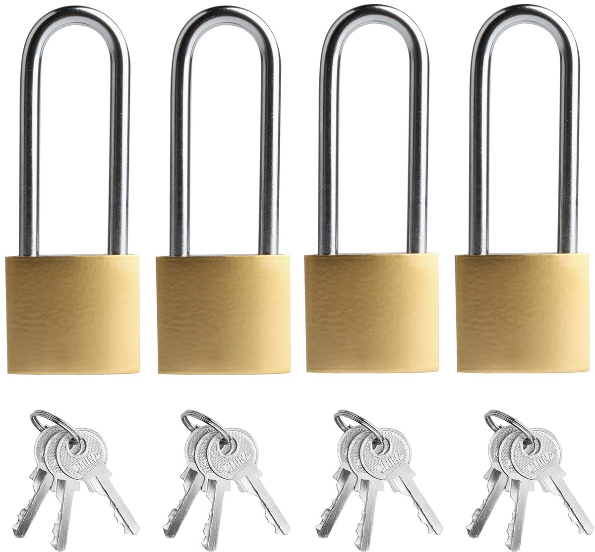 Lange hangsloten met sleutels, outdoor hangslot weerbestendig, 32 mm zwaar belastbaar, lange beugel hangslot met sleutels, hoge veiligheid schuur hangsloten voor tuinpoort magazijn garagekast