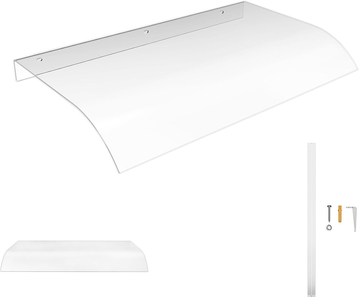 Luifel voor huisdeur, overkapping, 50 x 80 cm, deurdak van transparant PET, 3,5 mm dik, terrasdak, regenbescherming en uv-bescherming, huisdeurluifel voor deur, raam, balkon, garage, terras