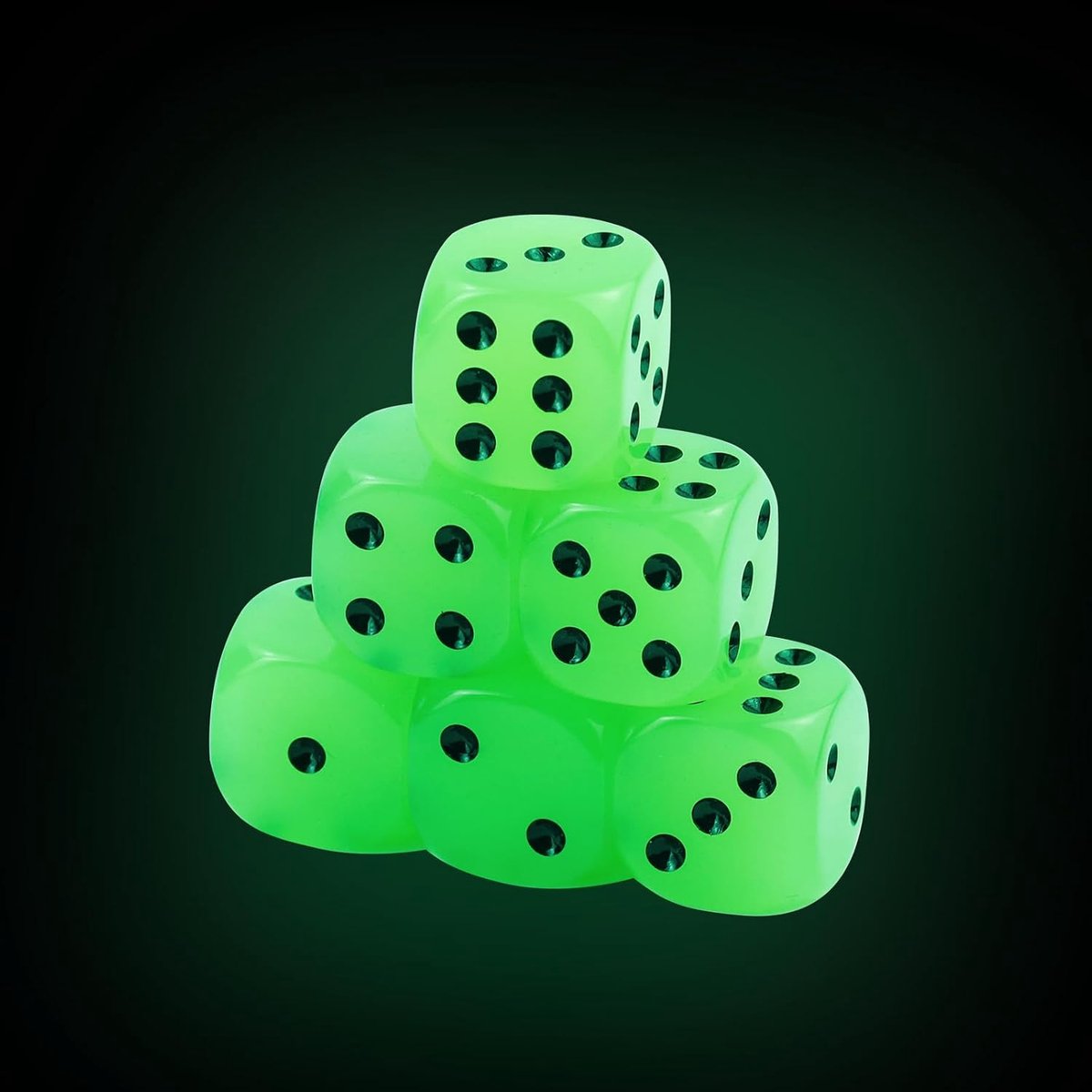 6 stuks 25 mm speeldobbelstenen lichten op in het donker, dobbelstenen voor DND, MTG, RPG, Tenzi, Yahtze, Bunco, tafelbordspellen, wiskunde onderwijzen, KTV bar, familiefeest