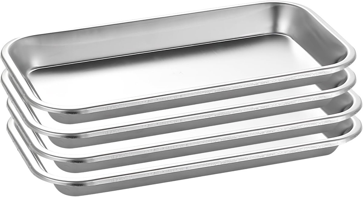 4 stuks instrumentenlade, rechthoekige tandheelkundige lade, roestvrij staal rechthoekige laboratoriumbenodigdheden lade, chirurgische lade tandheelkundige medische lade, voor tandheelkundige