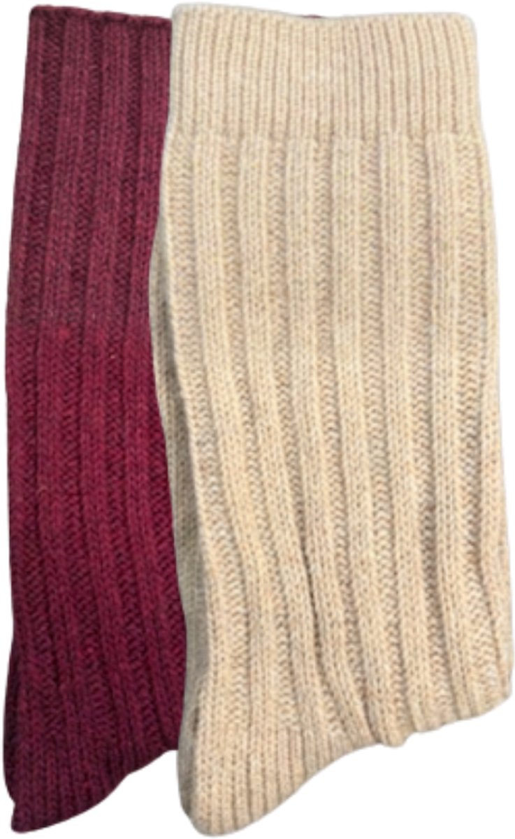 green-goose® Alpaca Damessokken | 2 Paar | Maat 35-38 | Grijs, Rood, Blauw | 100% Alpaca Wol | Heerlijk Warm en Rekbaar | Duurzaam Kerstcadeau