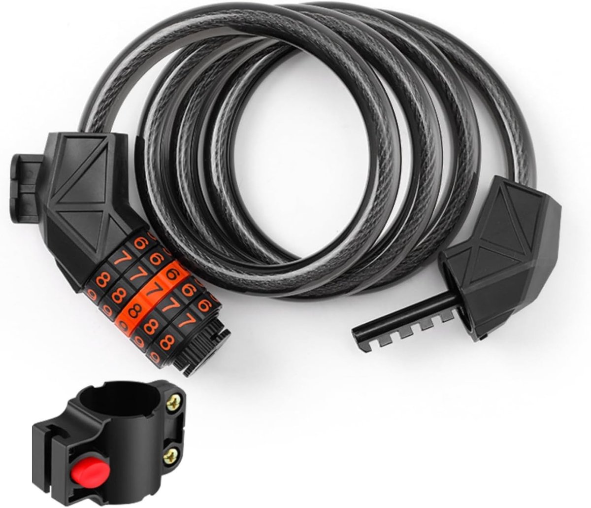 Veiligheidsfiets slot met 110cm/11mm kabel, zeer hoge veiligheid, 5-cijferige code voor fiets, trike en scooter