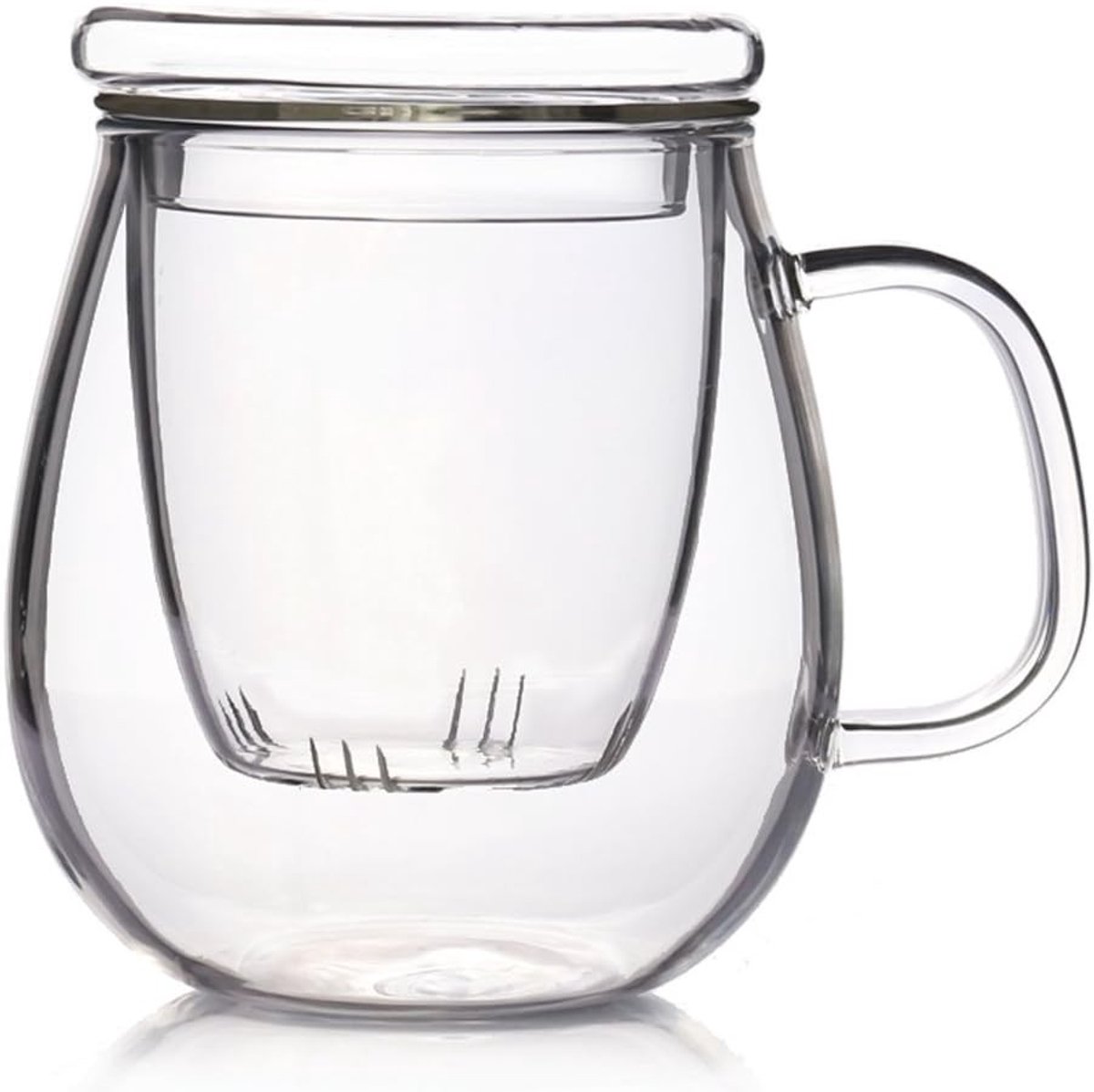 Elegante glazen theekop met filter en deksel, 500 ml, ideaal voor eenpersoonshuishoudens en theeliefhebbers
