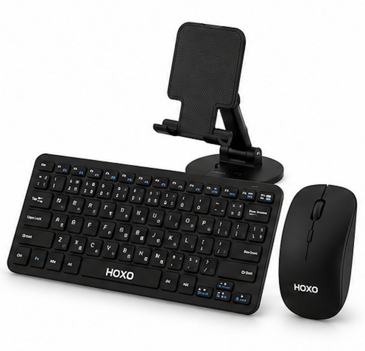 HOXO HX-CA006 Draadloze Bluetooth Toetsenbord & Muis Set met Telefoonhouder – QWERTY – Oplaadbaar – Compact
