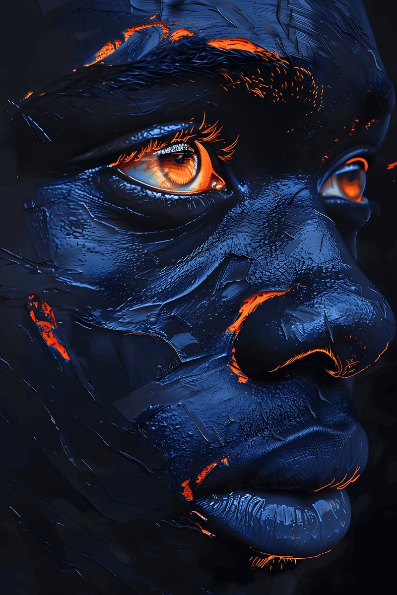 Oranje Manposter - Zijkant Portret - Expressief - Dynamisch Kunst - Stijlvol Design - Portretkunst - posters - formaat 30x40cm - Wanddecoratie - XS2489MT