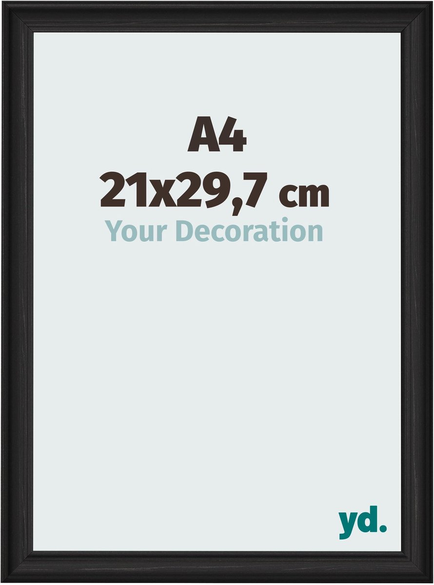 yd. Your Decoration - Fotolijst A4 21x 29,7 cm - MDF - Zwart Houtnerf - Lazio