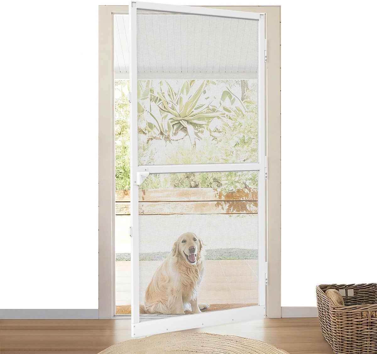 120 x 240 cm Vliegengaas deurhor voor aluminium deuren, bescherming tegen insecten, met aluminium frame in wit