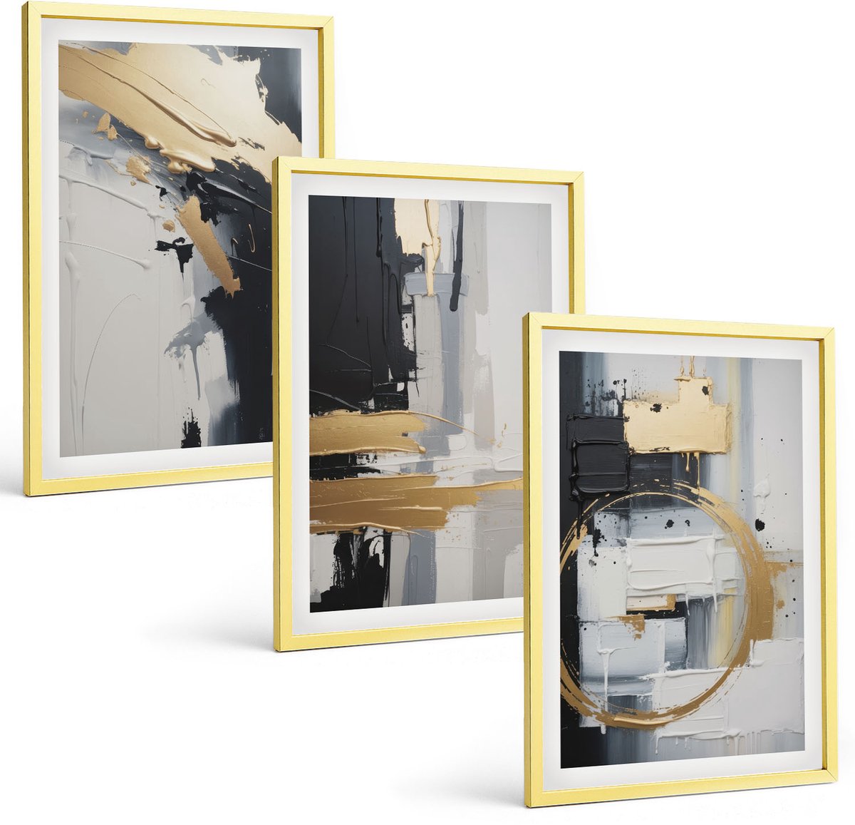 Coloray 3-Delige Schilderij Set - Boho-Plantencomposities In Pastelkleuren - 40 x 40 cm En 40 x 60 cm - Decoratieve Muurdecoratie - Slaapkamer - Interieur Decoratie