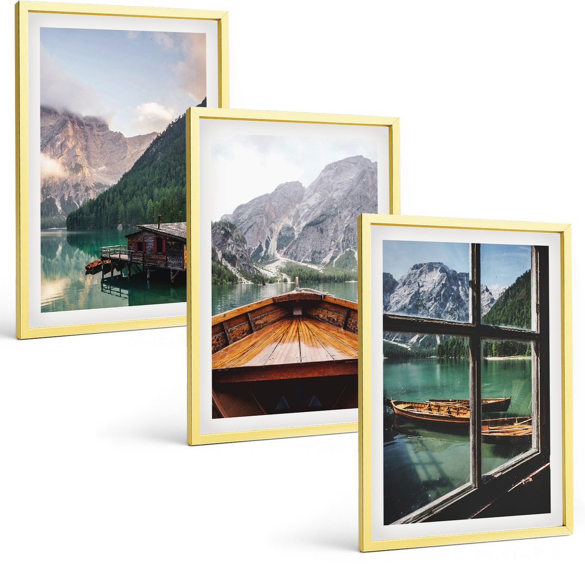 Coloray 3-Delige Schilderij Set - Sfeervolle Straatjes Met Bloemen In Een Italiaanse Ambiance. - 40 x 40 cm En 40 x 60 cm - Muurdecoratie - Schilderijen Set - Woonkamer - Stijlvolle Muurdecoratie