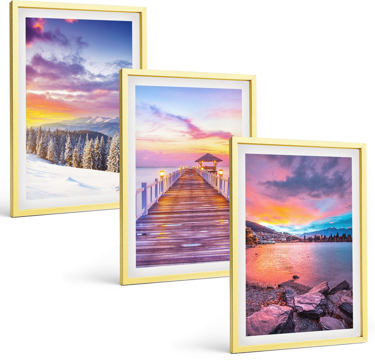 Coloray 3-Delige Schilderij Set - Close-Ups Van Moderne Boho-Stijl Structuren - 40 x 60 cm - Wanddecoratie - Woonkamer Decoratie
