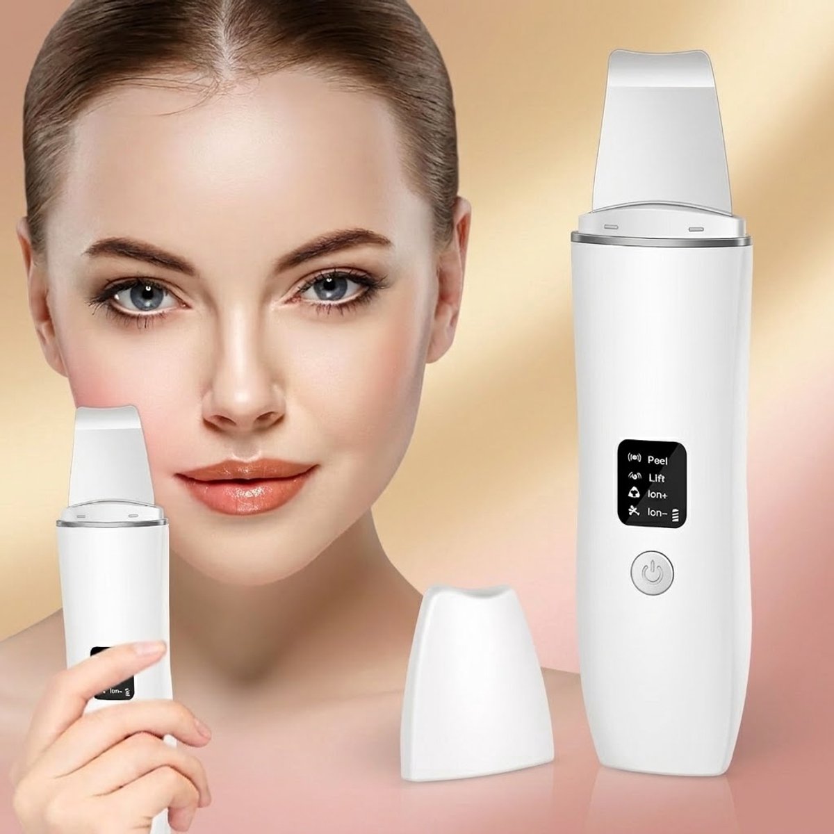 Ultrasone Huidscrubber – 4-in-1 Gezichtsreiniger & Huidspatel – Mee-eterverwijderaar – USB Oplaadbaar – Poriënreiniger & Comedonenextractor – Huidverzorging
