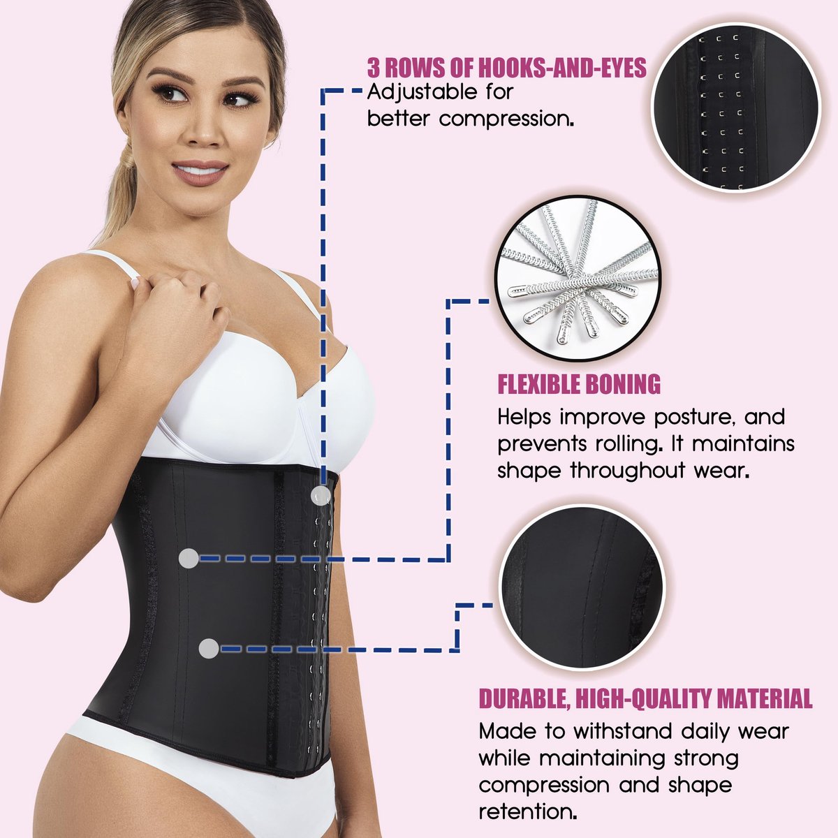 Lady Slim Corset Faja nauwsluitend taille voor silhouet zandloper, Zwart 2,0 kg, 2XS vita 23.5 "- 25.0" - ShopVlot