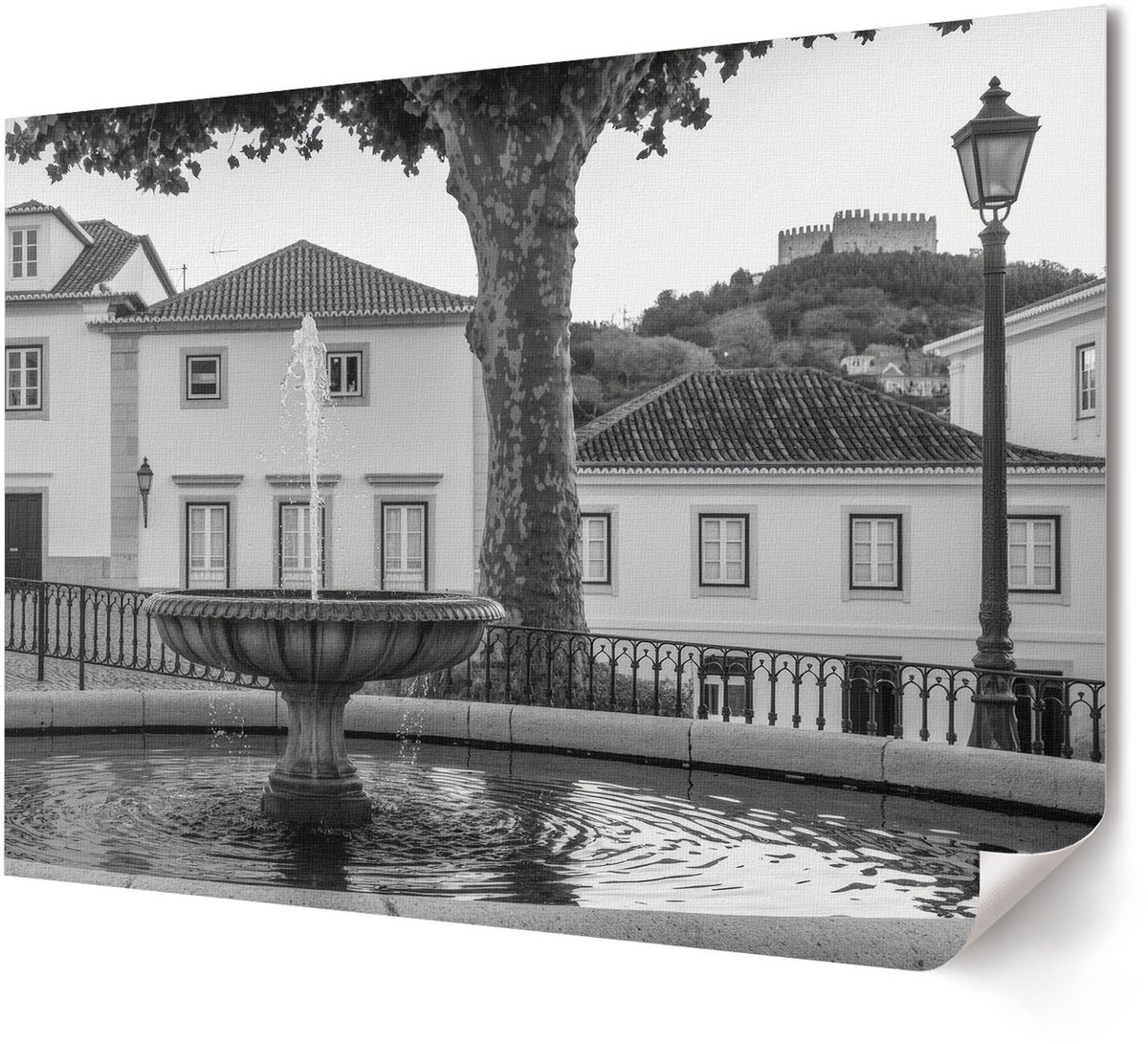 Coloray Polycanvas Wandposter - Stadszicht, Romig - A4 - Groen Kunst - Rechthoek - Wandkunstwerk - Slaapkamer - Klassiek