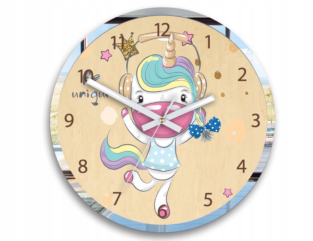 Kinderwandklok Pony 30cm Stille Uurwerk