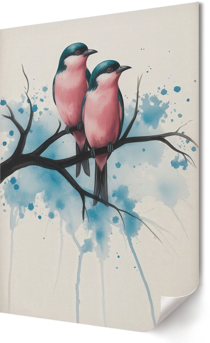 Coloray Polycanvas Poster - Kalme Golven, Zwart-wit - A3 - Blauw Design - Rechthoek - Muurdecoratie - Woonkamer - Modern