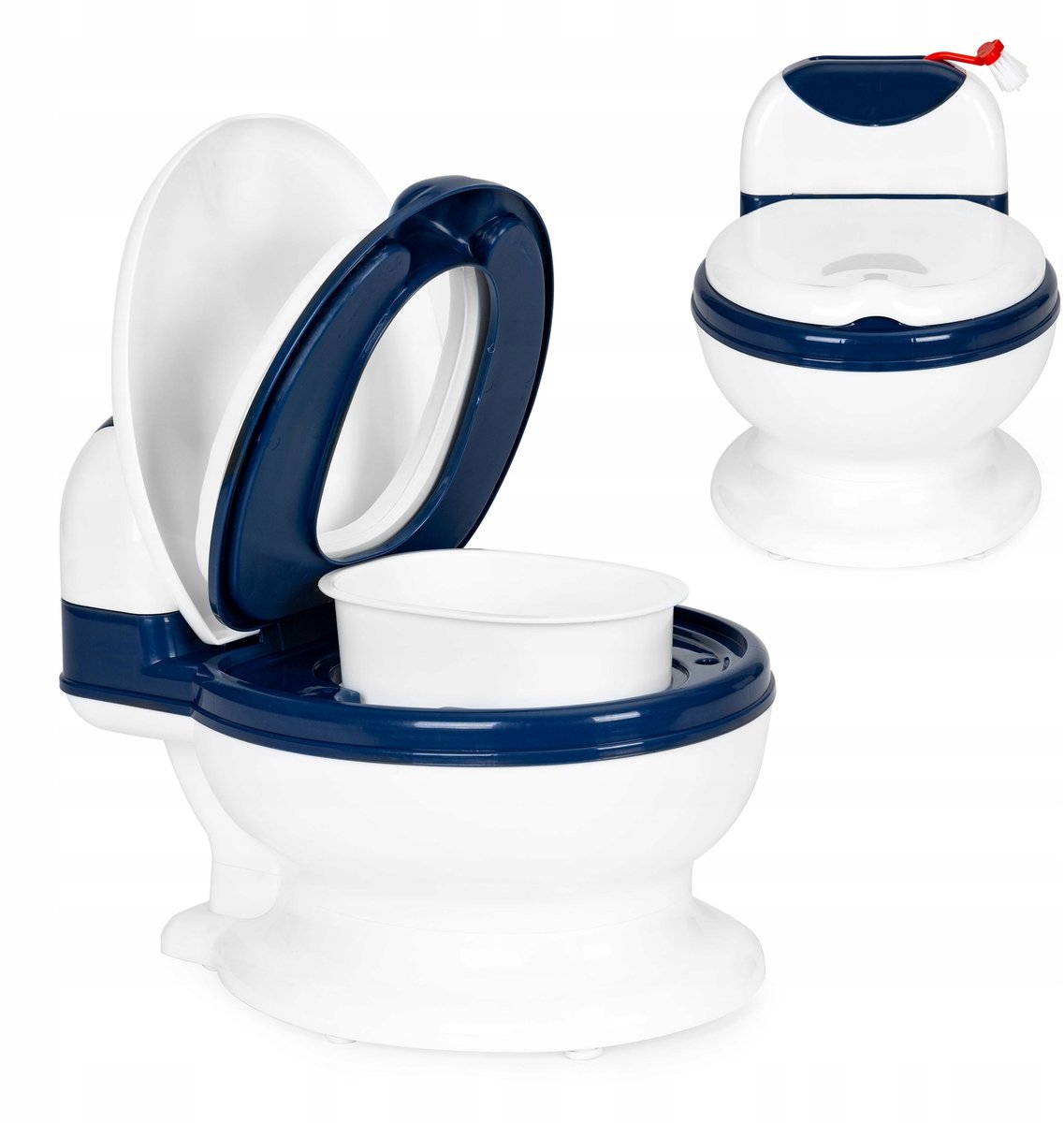 ECOTOYS kinderpotje met bord, klep en borstel - marineblauw
