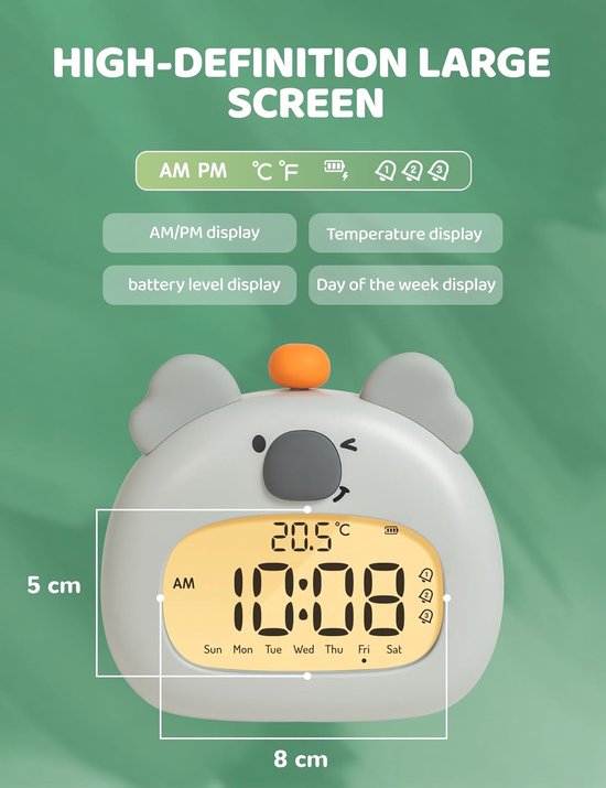 Kinderwekker Nachtlampje - Slaaptrainer Koala - Kinderen Leren Slapen - Oplaadbaar Met Timer - 315 Inch - Wit — afbeelding 5
