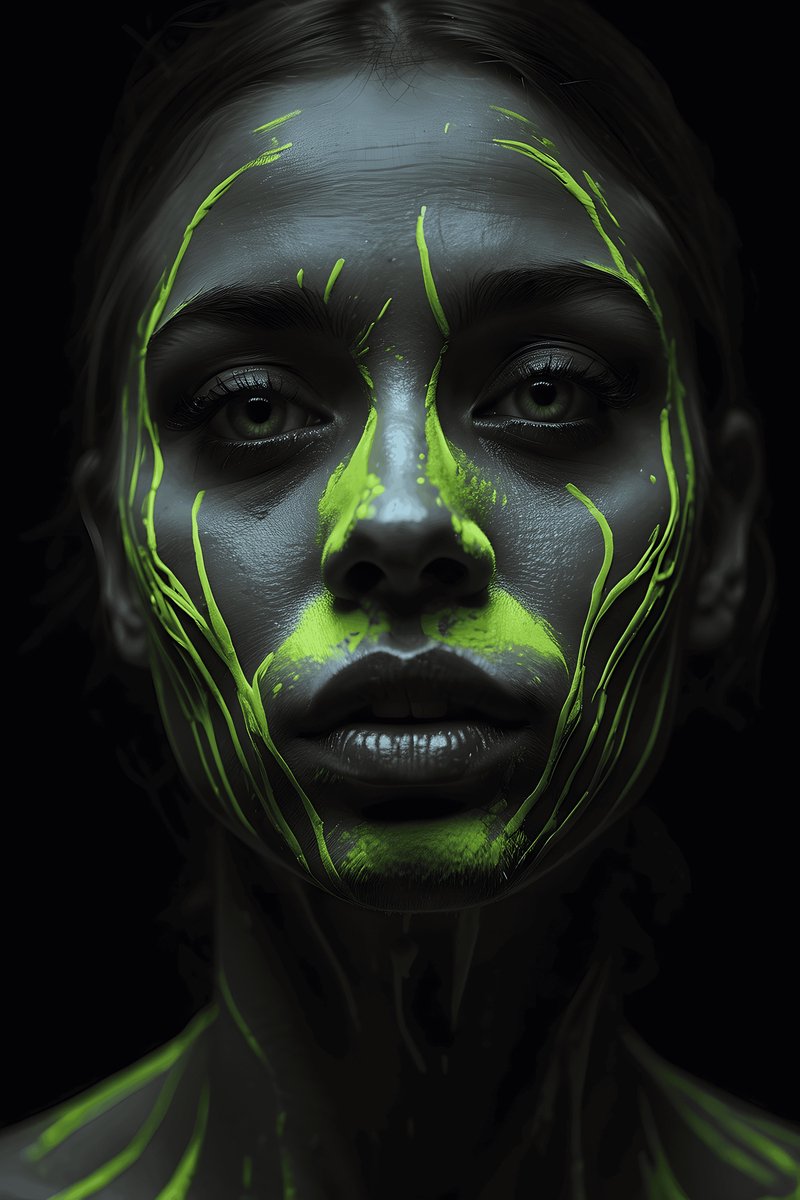 Vrouw Poster - Neon - Neon Strepen - Pop - Abstracte Kunst - posters - formaat 70x100cm - Wanddecoratie - L1700MT