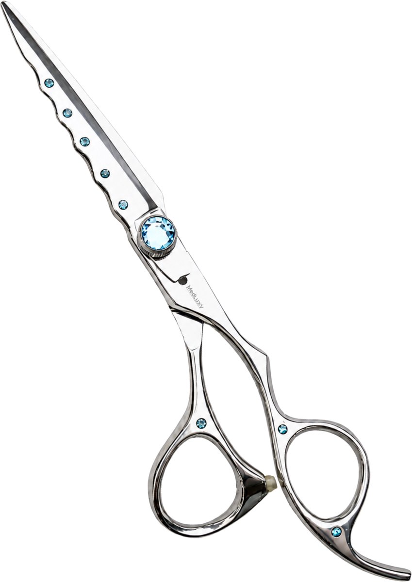 MEDLUXY - Precisie Trimschaar voor Modelleren & Afwerken - Zachte en Dunne Vacht - Rechtshandig – Rechte bladen - 6 inch / 15 cm - Mintblauw