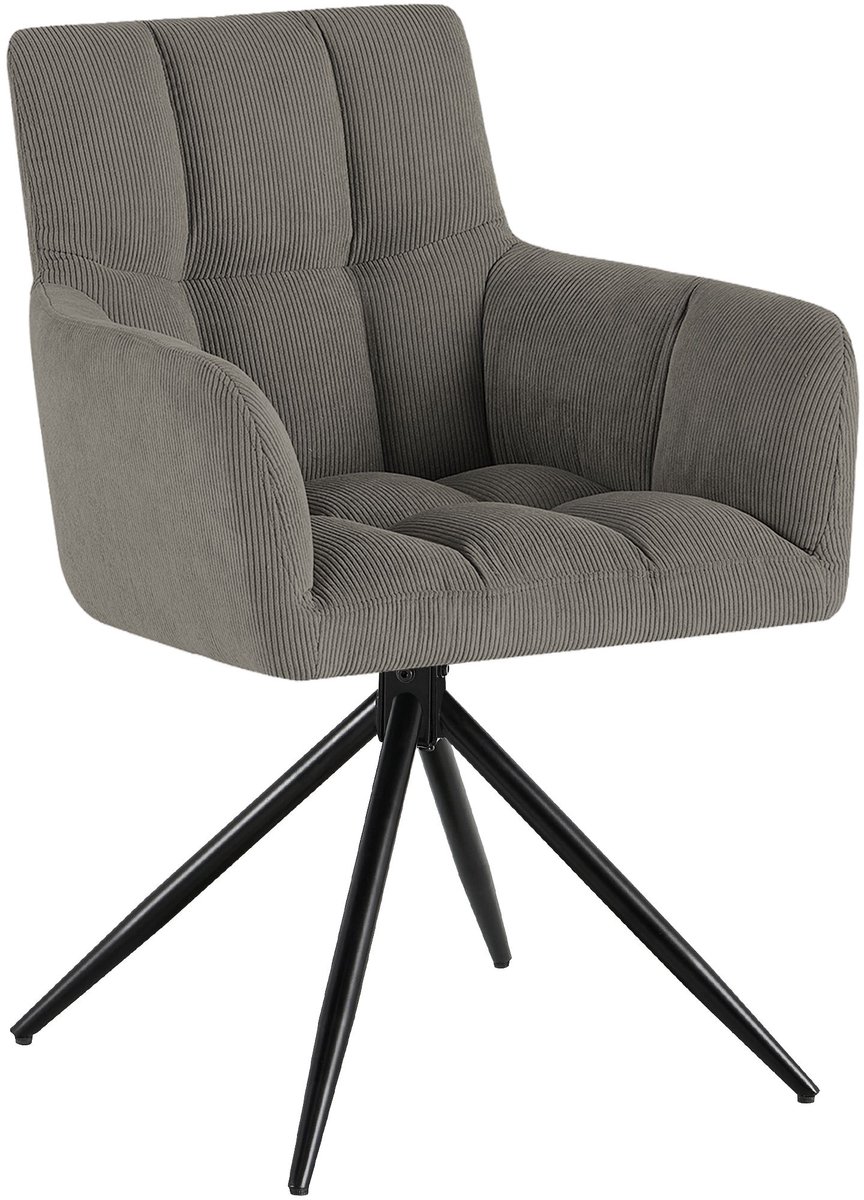 CLP Jonah Eetkamerstoel Jonah - 180° Draaibaar - Armleuningen - Cord - Ribstof/taupe