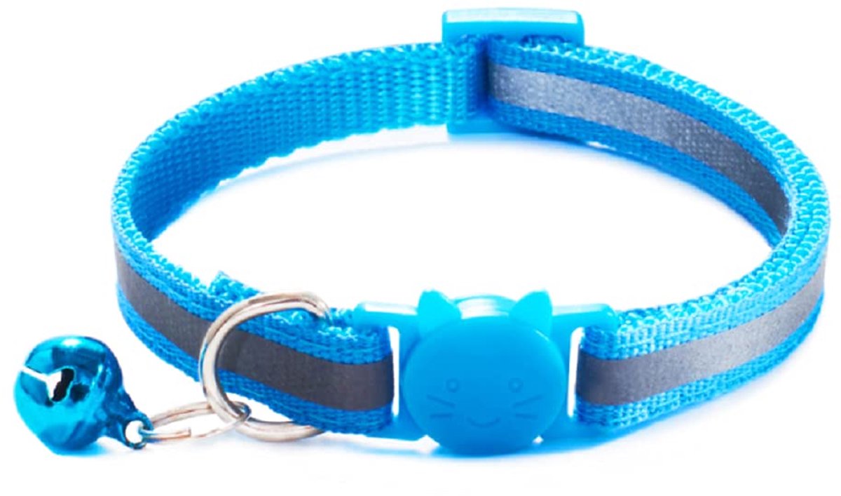 Qinao 2 Pack Kattenhalsbanden Quick Release Reflecterende Kitten Kraag met Bell & Safety Release (SkyBlue) - ShopVlot